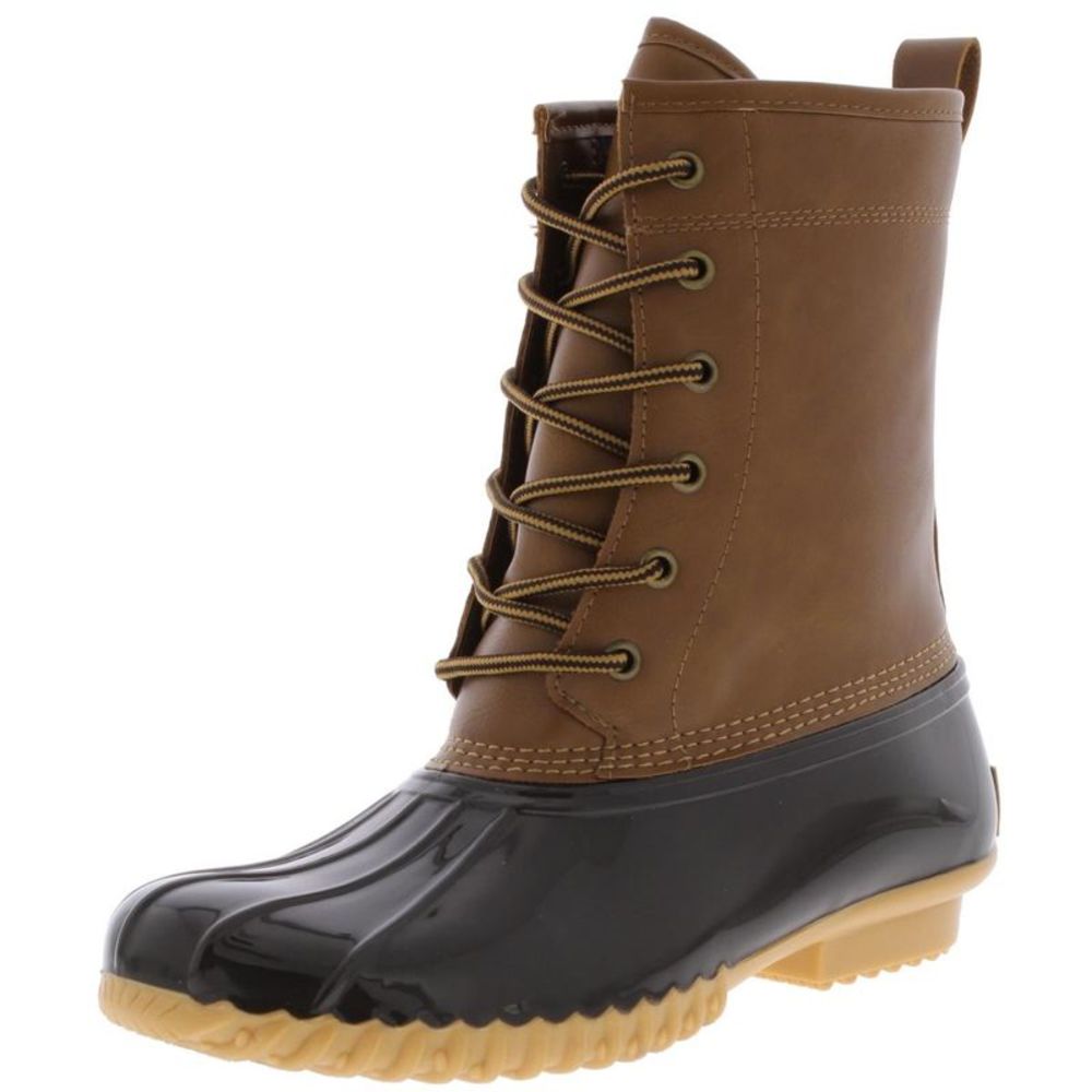 Sporto Womens Ariel Tan Faux Leather Ankle Lace-Up Rain Boots Shoes NWT
